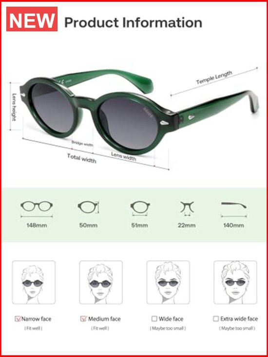 Retro Oval Polarized Sunglasses UV400 Protection Gift main image 5